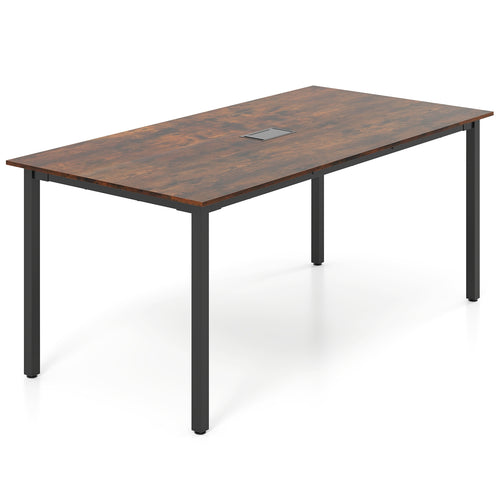 6 Feet Conference Table, Seats 8-10 People, Rustic Brown