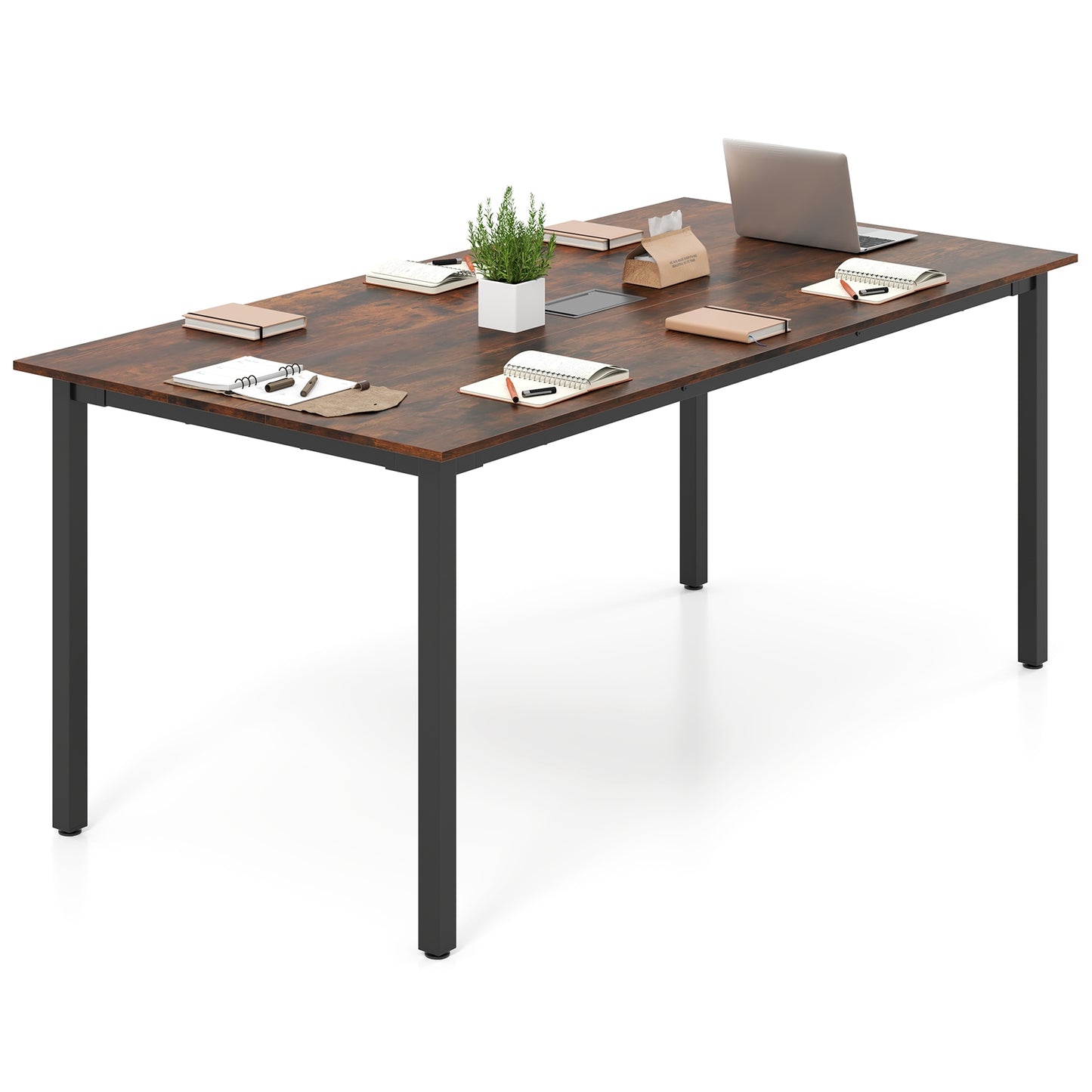 6 Feet Conference Room Table Large Meeting Table Rectangle Seats 8-10 People, Rustic Brown Office Desks at Gallery Canada