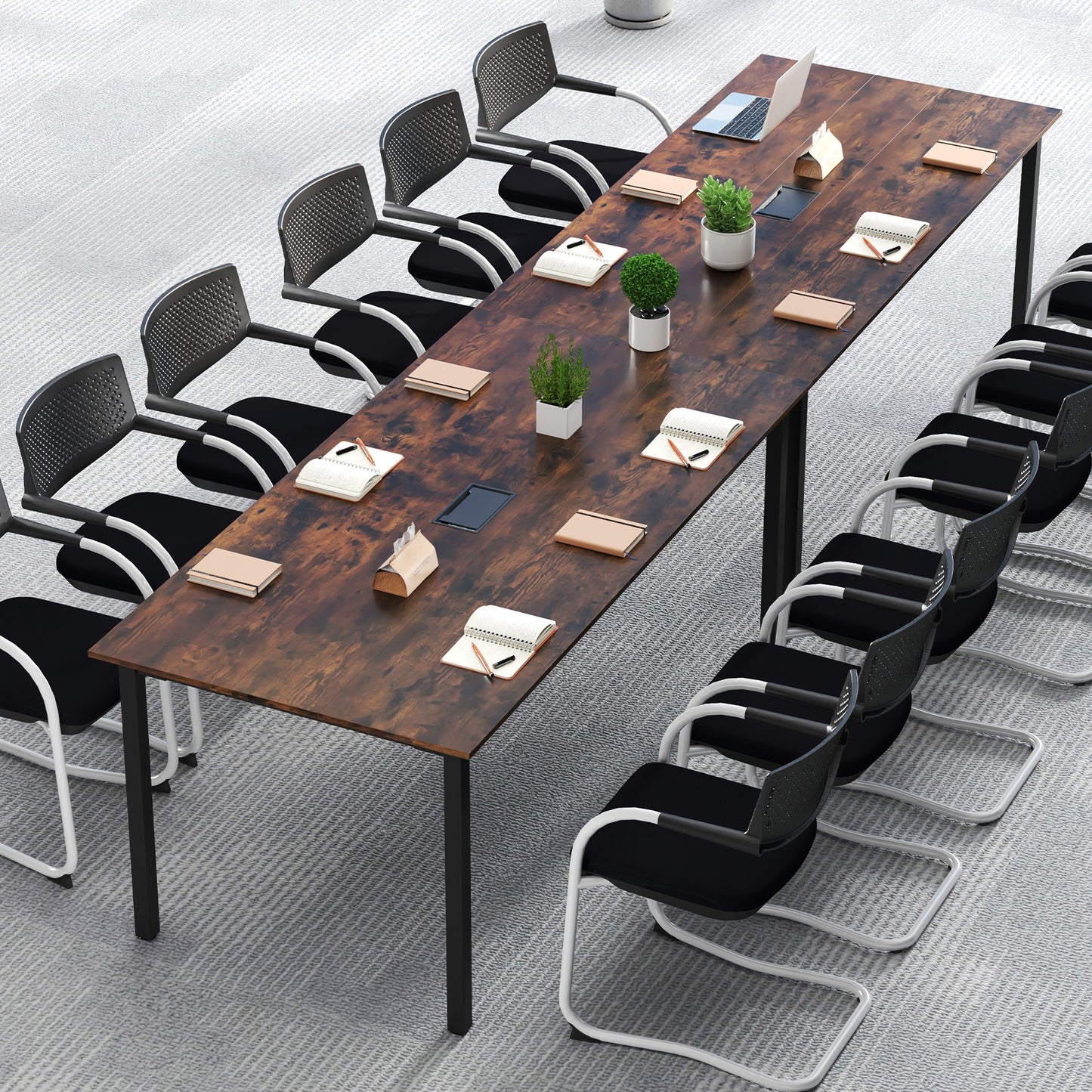 6 Feet Conference Room Table Large Meeting Table Rectangle Seats 8-10 People, Rustic Brown Office Desks at Gallery Canada