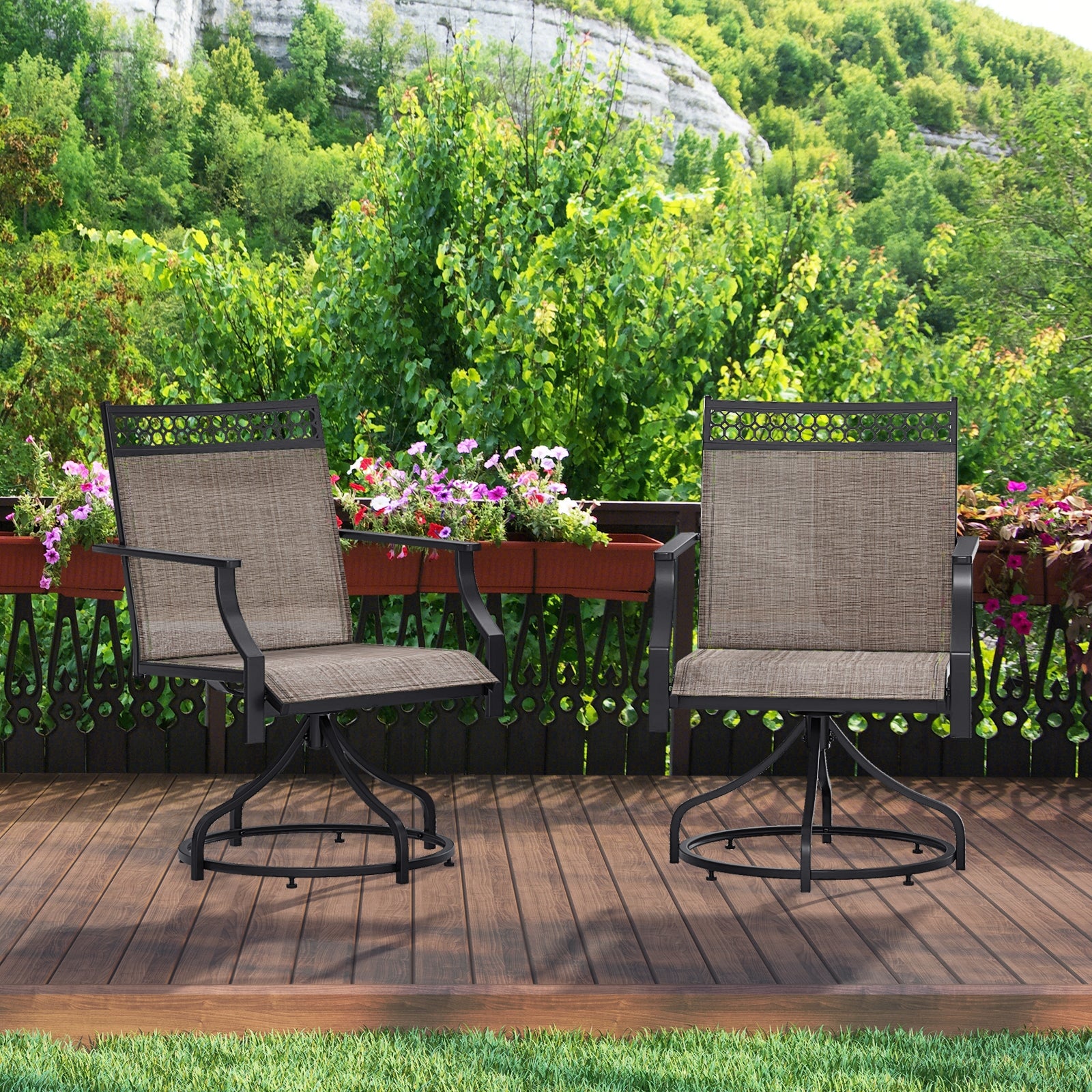 Patio Swivel Dining Chairs, Set of 2, Brown Patio Dining Chairs at Gallery Canada