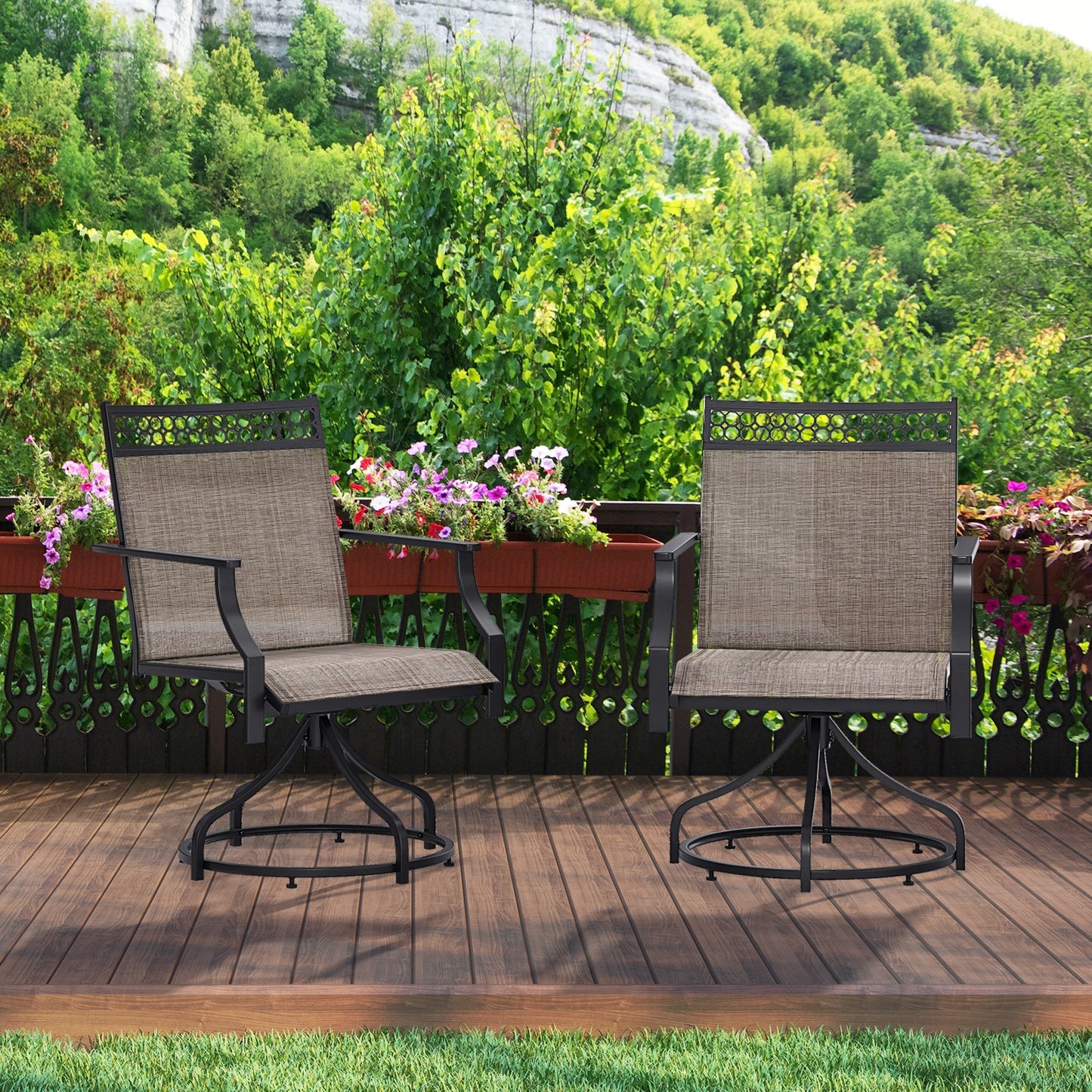 Patio Swivel Dining Chairs, Set of 2, Brown Patio Dining Chairs at Gallery Canada