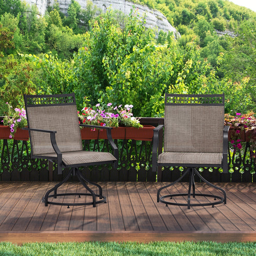Patio Swivel Dining Chairs, Set of 2, Brown