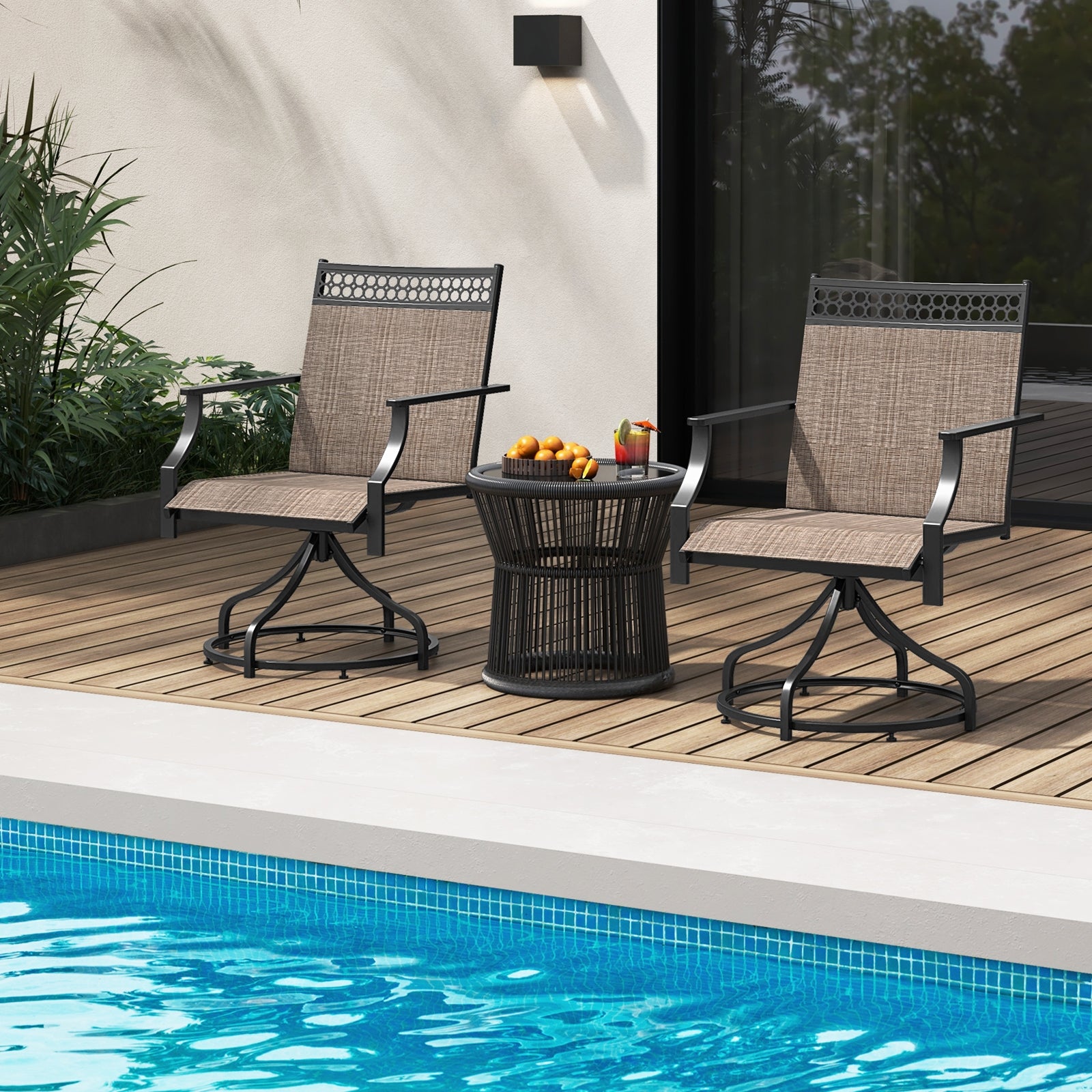 Patio Swivel Dining Chairs, Set of 2, Brown Patio Dining Chairs at Gallery Canada