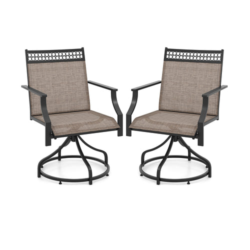 Patio Swivel Dining Chairs, Set of 2, Brown