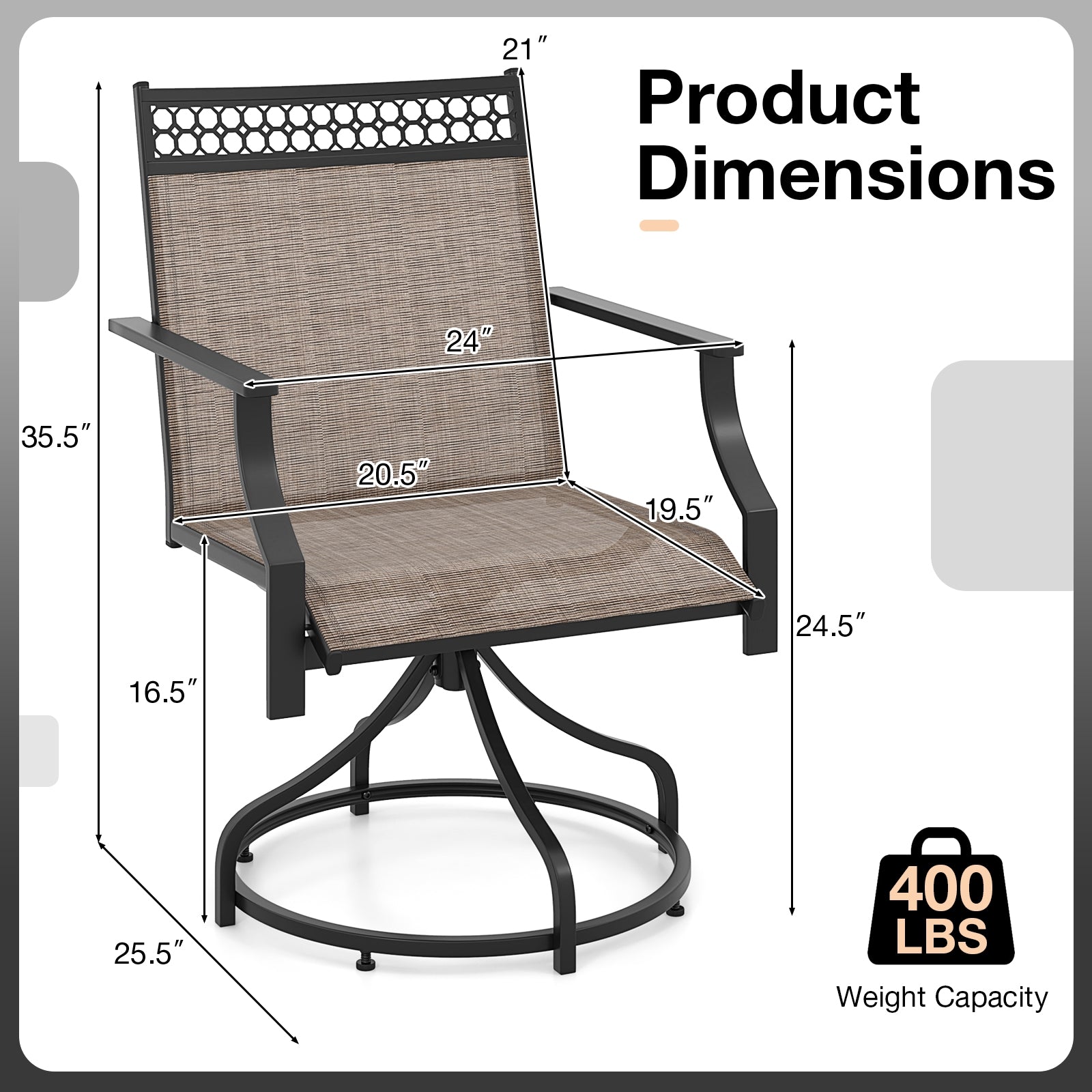 Patio Swivel Dining Chairs, Set of 2, Brown Patio Dining Chairs at Gallery Canada