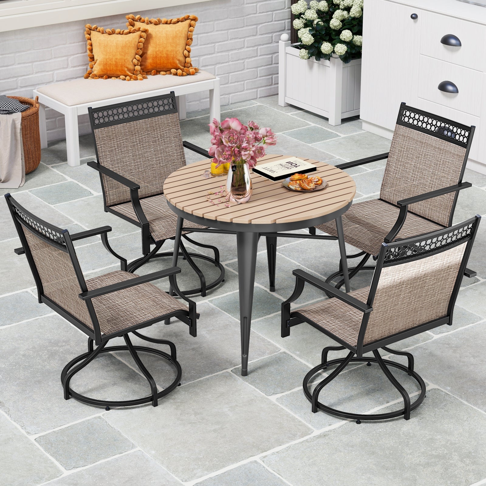 Patio Swivel Dining Chairs, Set of 2, Brown Patio Dining Chairs at Gallery Canada