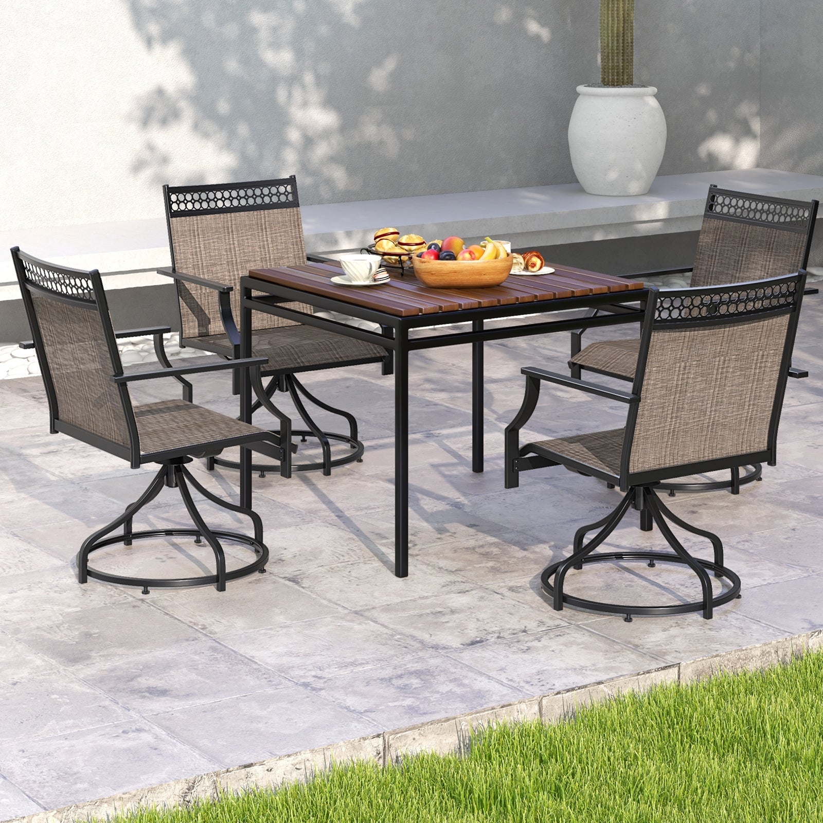 Patio Swivel Dining Chairs, Set of 2, Brown Patio Dining Chairs at Gallery Canada