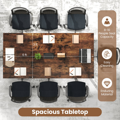 6 Feet Conference Room Table Large Meeting Table Rectangle Seats 8-10 People, Rustic Brown Office Desks at Gallery Canada