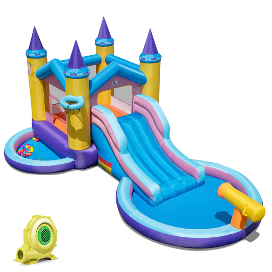 6-in-1 Inflatable Kids Water Park, 735W Blower Bounce House Options at Gallery Canada