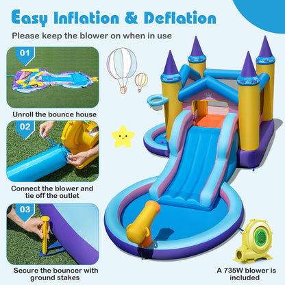 6-in-1 Inflatable Kids Water Park with 735W Blower Bounce House at Gallery Canada