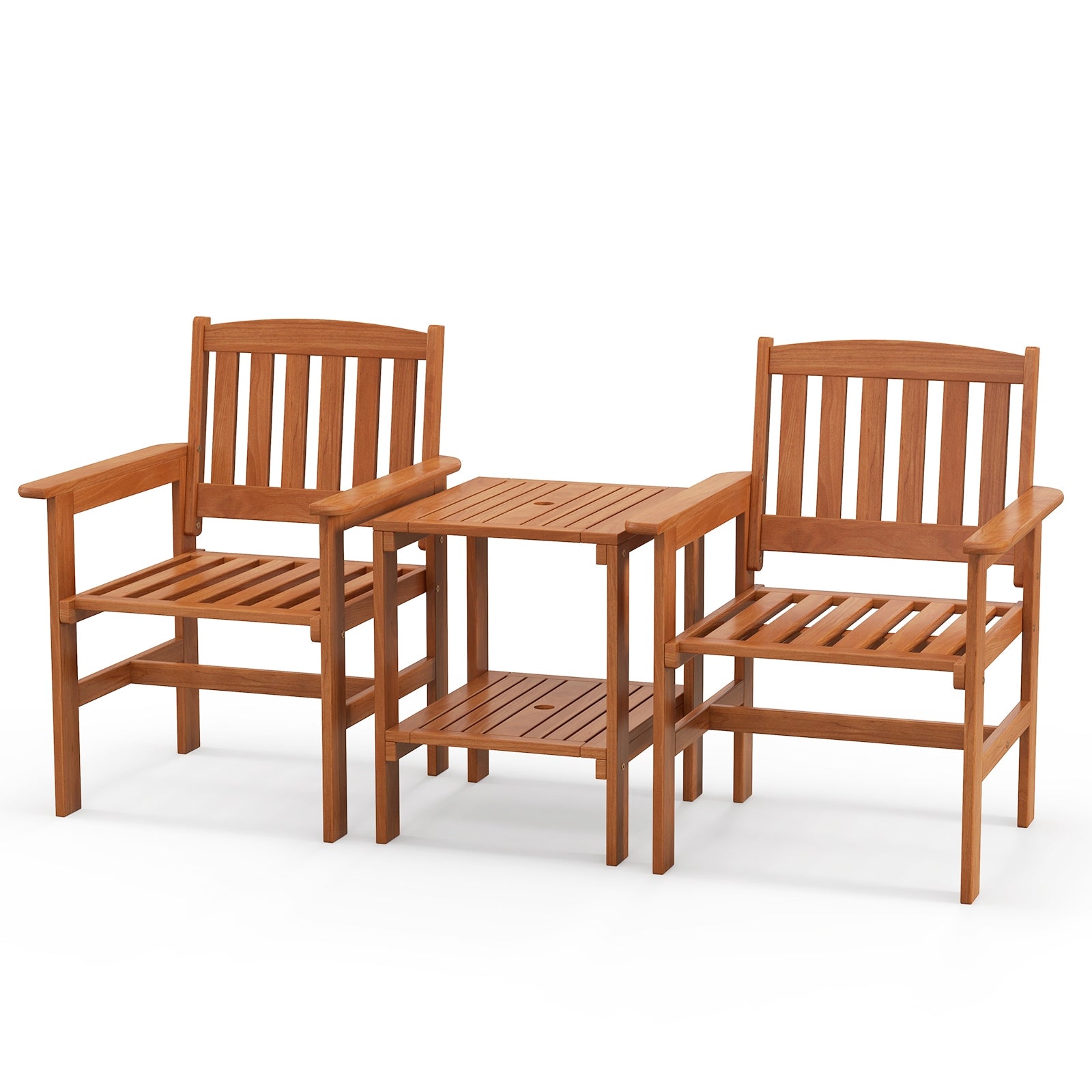 3 Piece Patio Bistro Set With Umbrella Hole, Natural Patio Conversation Sets at Gallery Canada