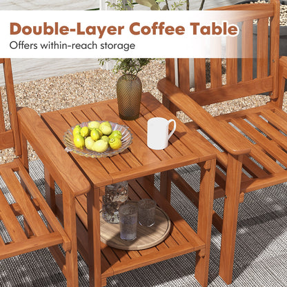 3 Piece Patio Bistro Table and Chairs Set with Umbrella Hole, Natural Patio Conversation Sets at Gallery Canada