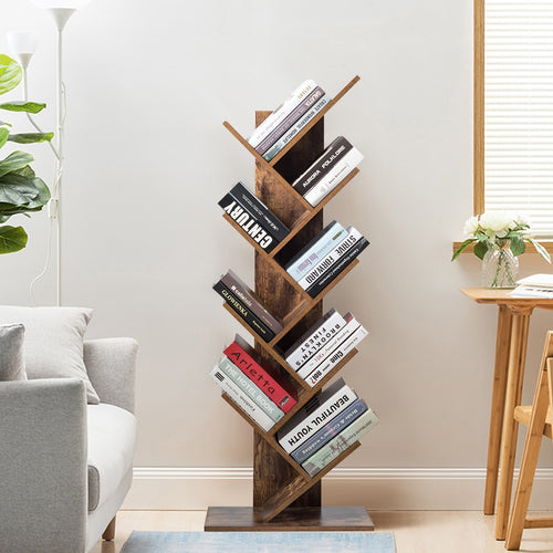 8-Tier Free Standing Tree Bookshelf, Coffee