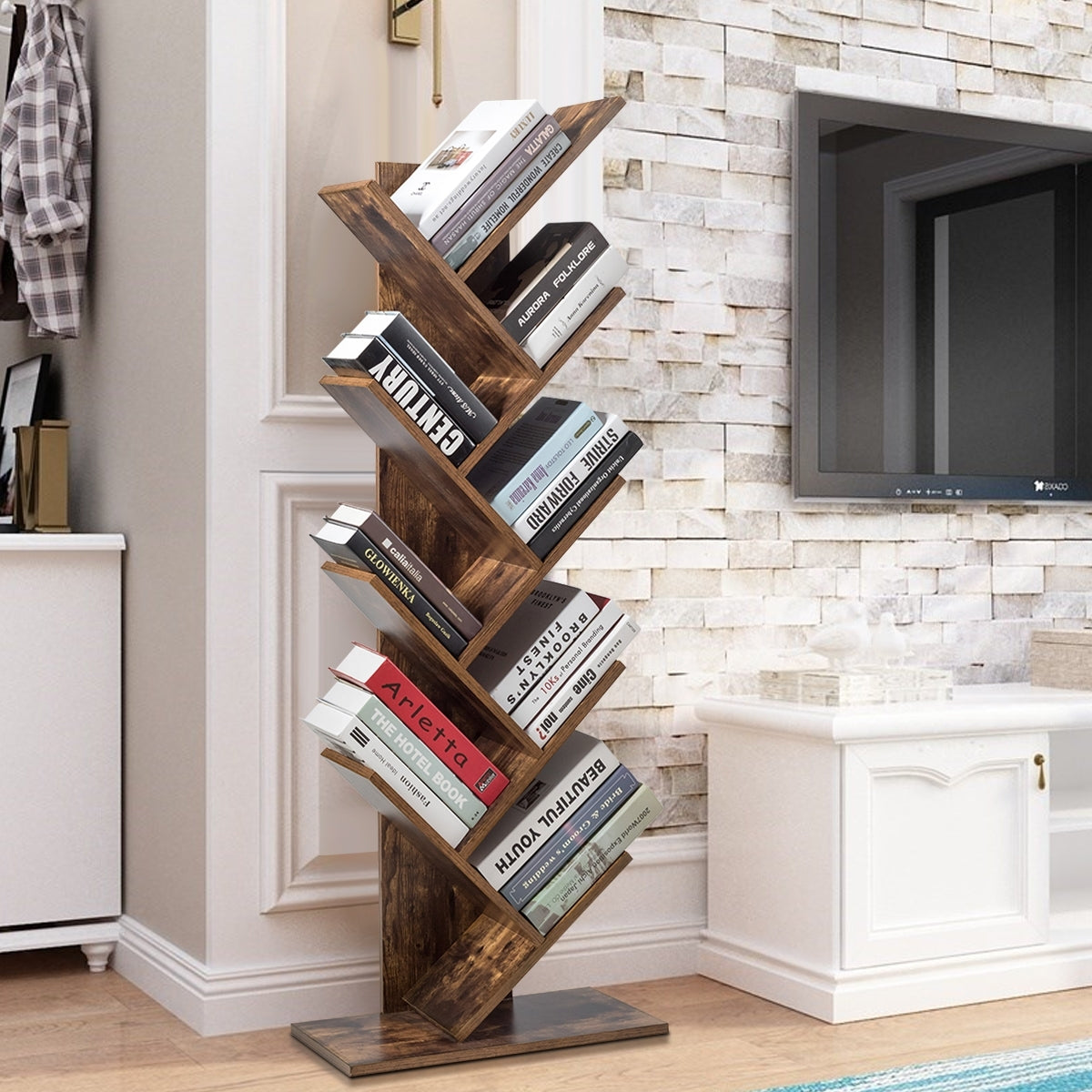 8-Tier Free Standing Tree Bookshelf, Coffee Bookcases at Gallery Canada