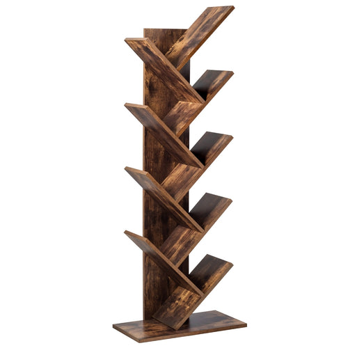 8-Tier Free Standing Tree Bookshelf, Coffee