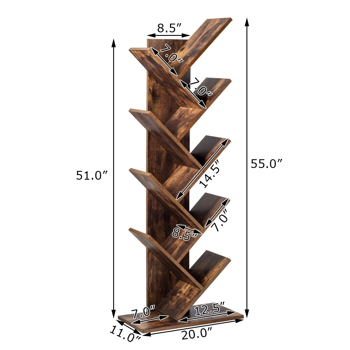 8-Tier Free Standing Tree Bookshelf, Coffee Bookcases at Gallery Canada