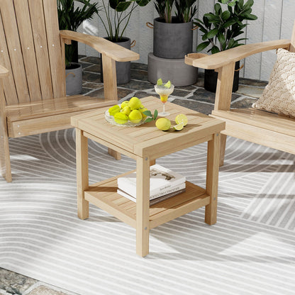 2-Tier Outdoor Side Table with Shelf for Porch Deck Garden, Natural Patio Coffee Tables at Gallery Canada