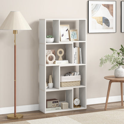 48 Inch 4-Tier Geometric Bookshelf with 8 Cubes for Living Room Bedroom, White Bookcases at Gallery Canada