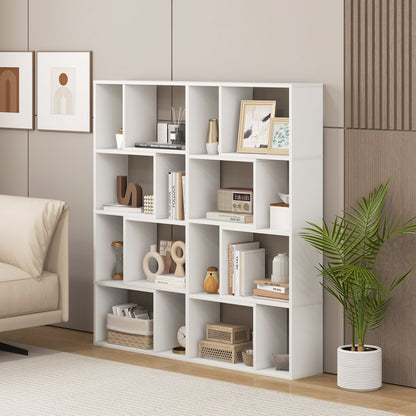 48 Inch 4-Tier Geometric Bookshelf with 8 Cubes for Living Room Bedroom, White Bookcases at Gallery Canada