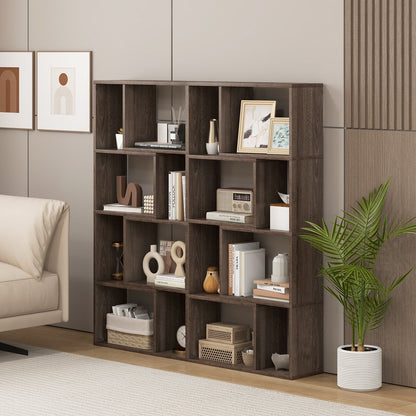 48 Inch 4-Tier Geometric Bookshelf with 8 Cubes for Living Room Bedroom, Gray Bookcases at Gallery Canada