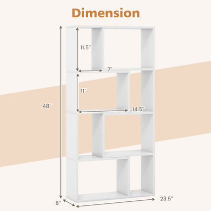 48 Inch 4-Tier Geometric Bookshelf with 8 Cubes for Living Room Bedroom, White Bookcases at Gallery Canada