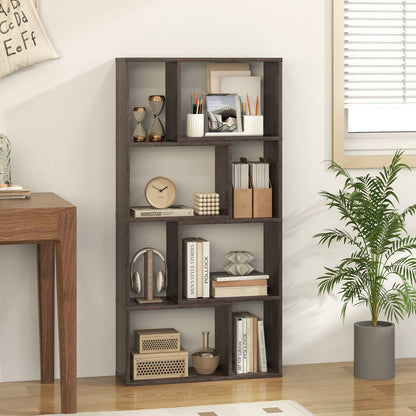 48 Inch 4-Tier Geometric Bookshelf with 8 Cubes for Living Room Bedroom, Gray Bookcases at Gallery Canada