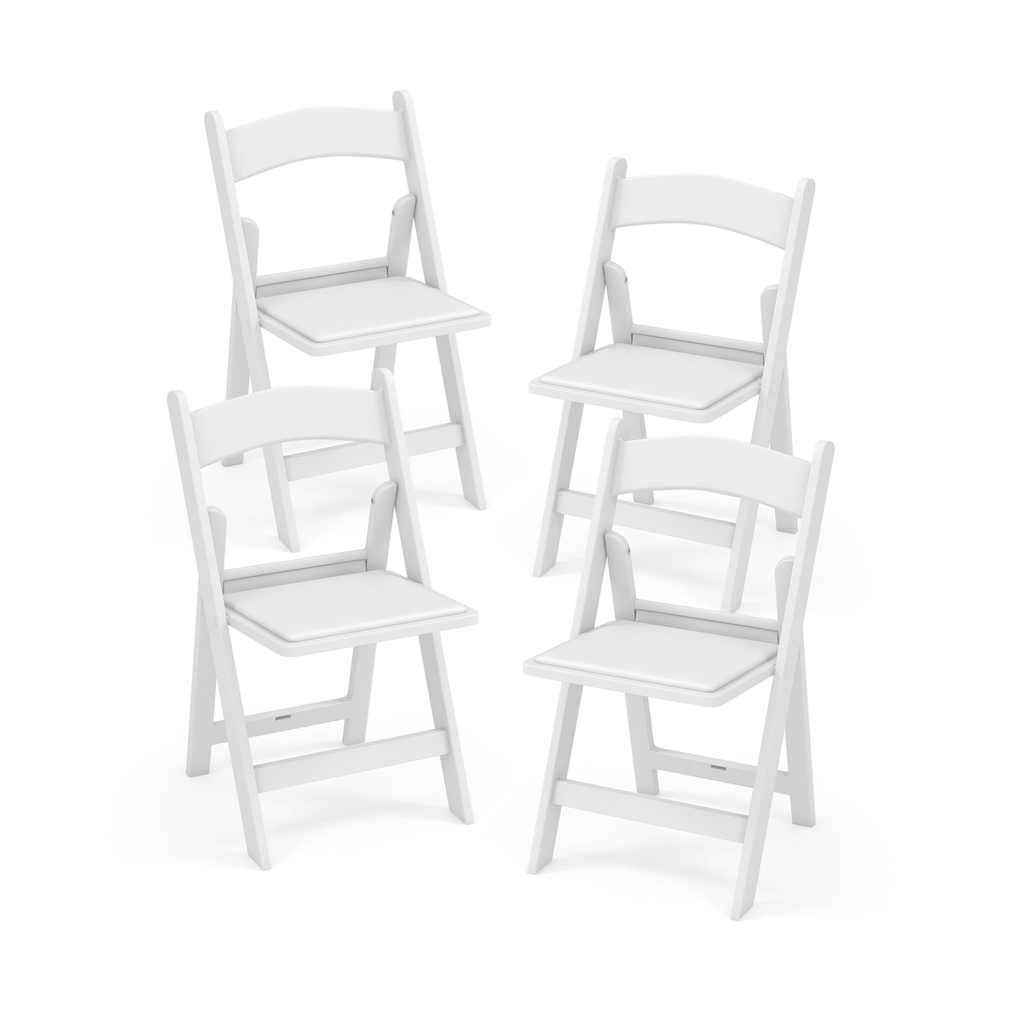 4 Pack Resin Folding Chairs with Padded Seat, White Dining Chairs White at Gallery Canada