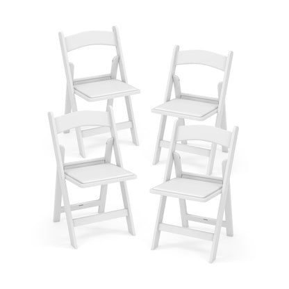 4 Pack Resin Folding Chairs, Padded Seat, White Dining Chairs White at Gallery Canada