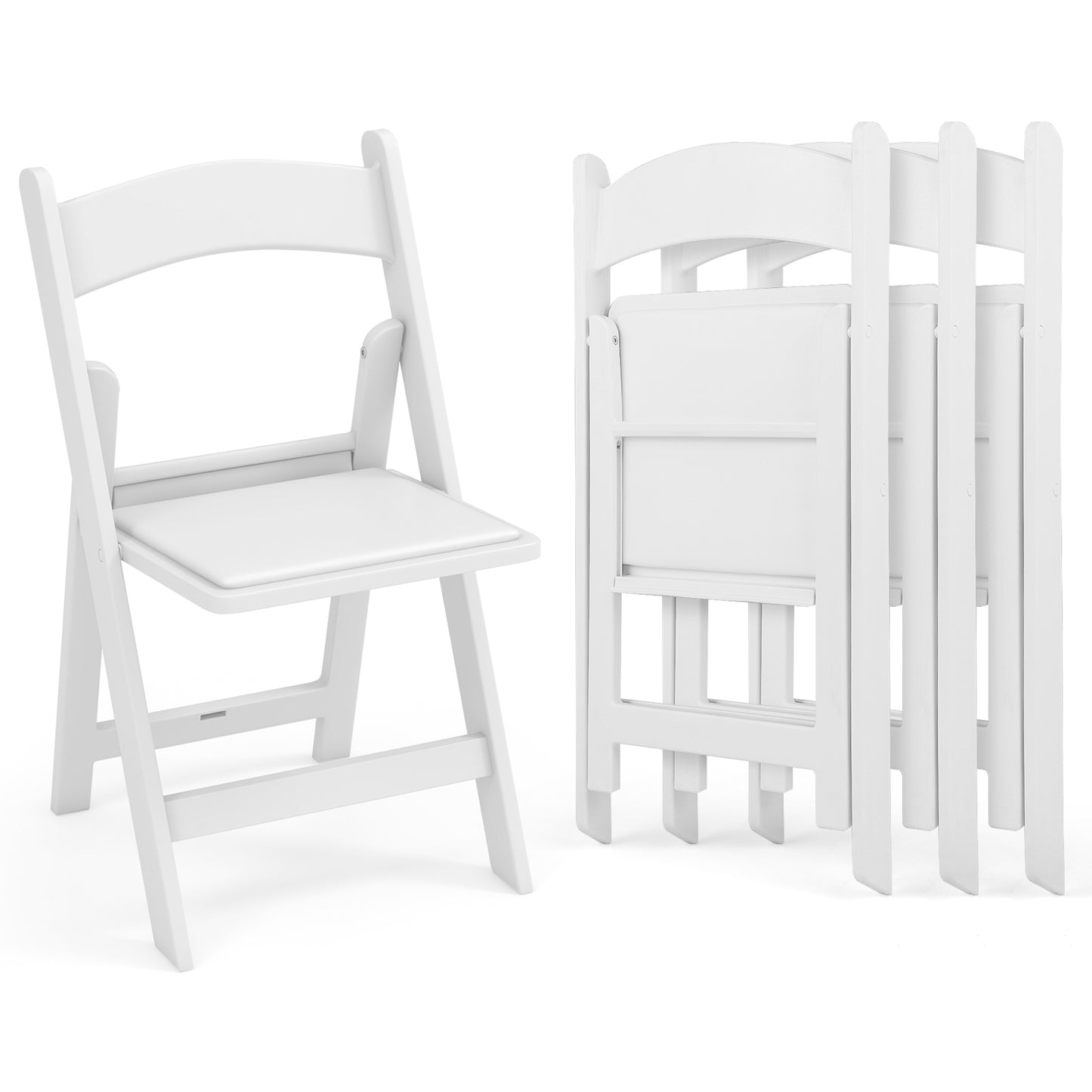 4 Pack Resin Folding Chairs with Padded Seat, White Dining Chairs at Gallery Canada