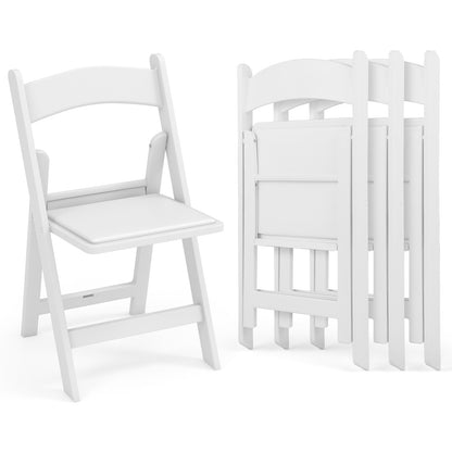4 Pack Resin Folding Chairs with Padded Seat, White Dining Chairs at Gallery Canada