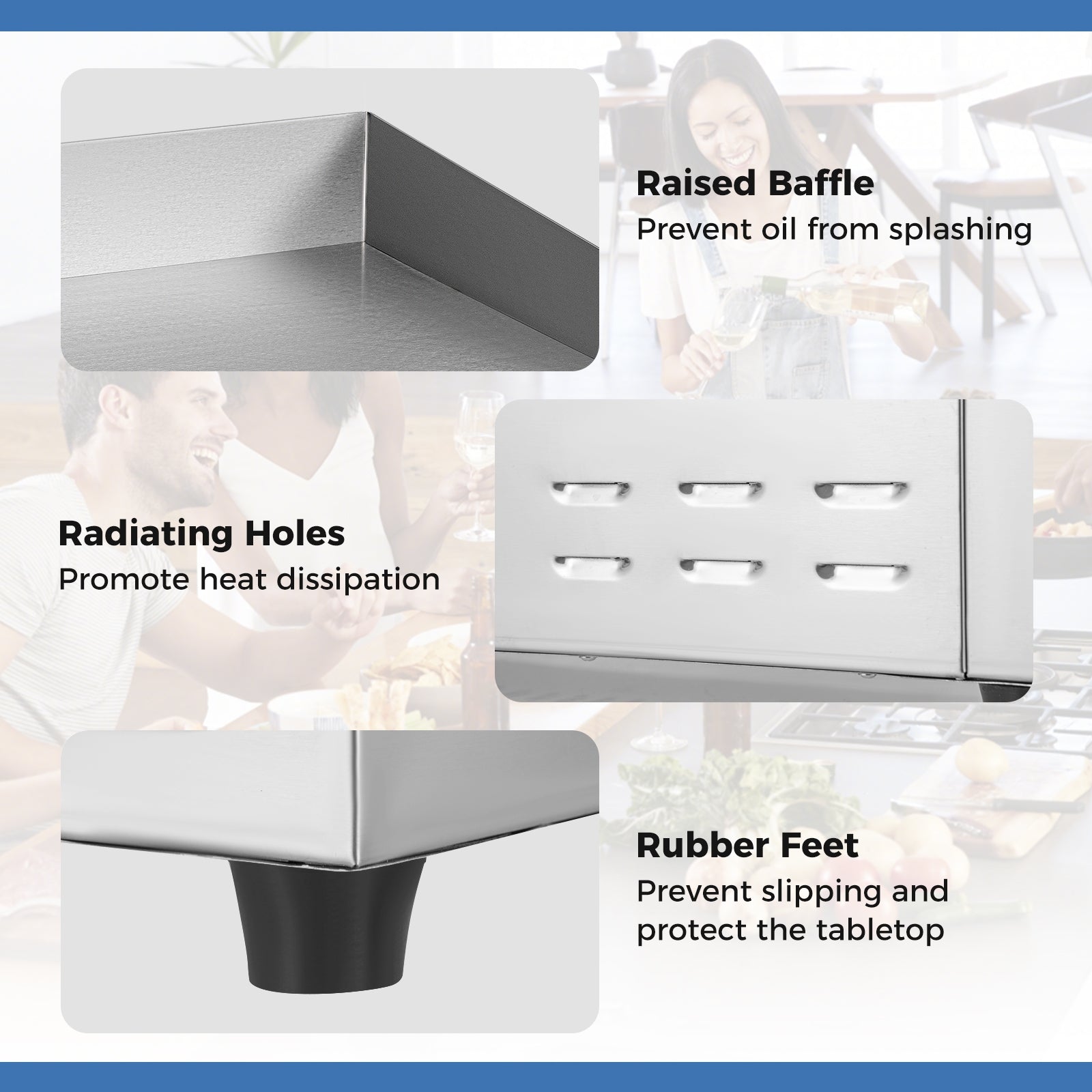 22 Inch Countertop Electric Griddle 2000W 110V Commercial Stainless Steel Grill, Silver Food Warmers & Burners at Gallery Canada