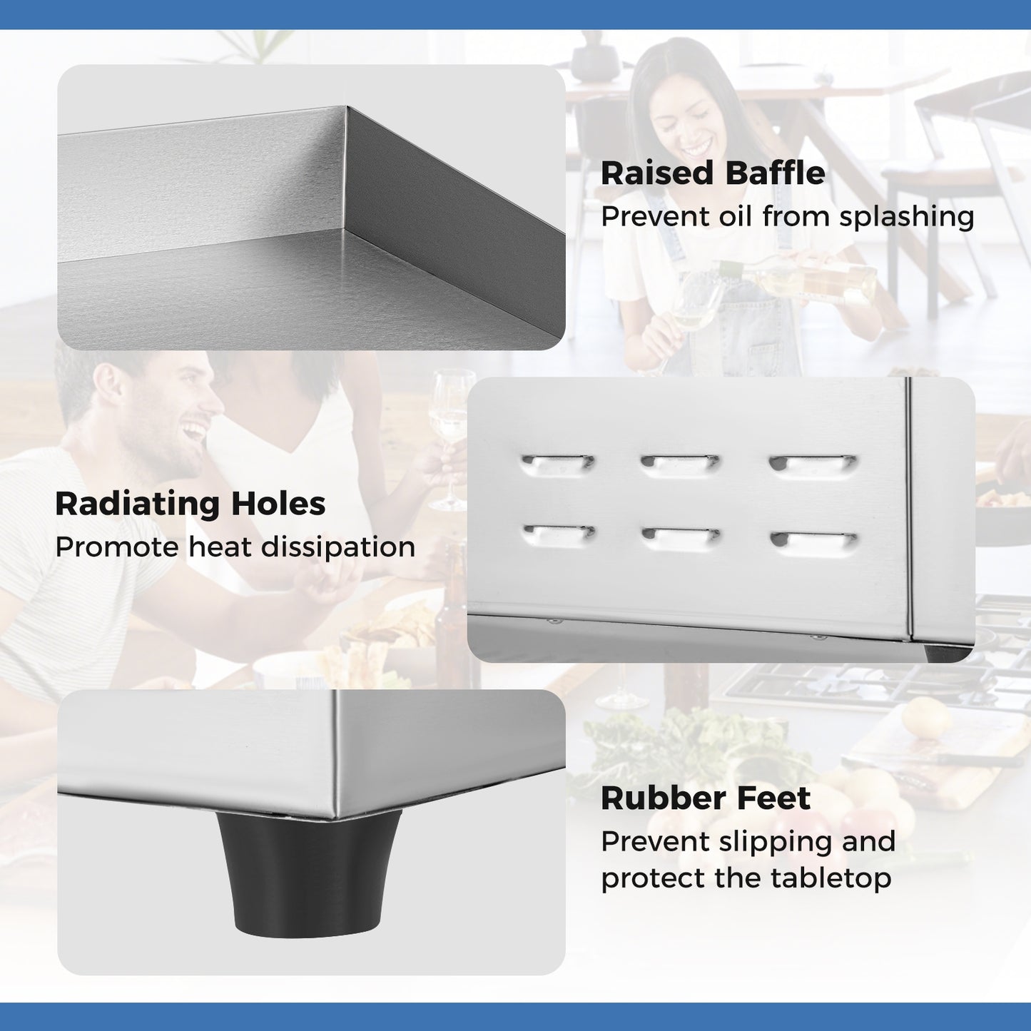 22 Inch Countertop Electric Griddle 2000W 110V Commercial Stainless Steel Grill, Silver Food Warmers & Burners at Gallery Canada