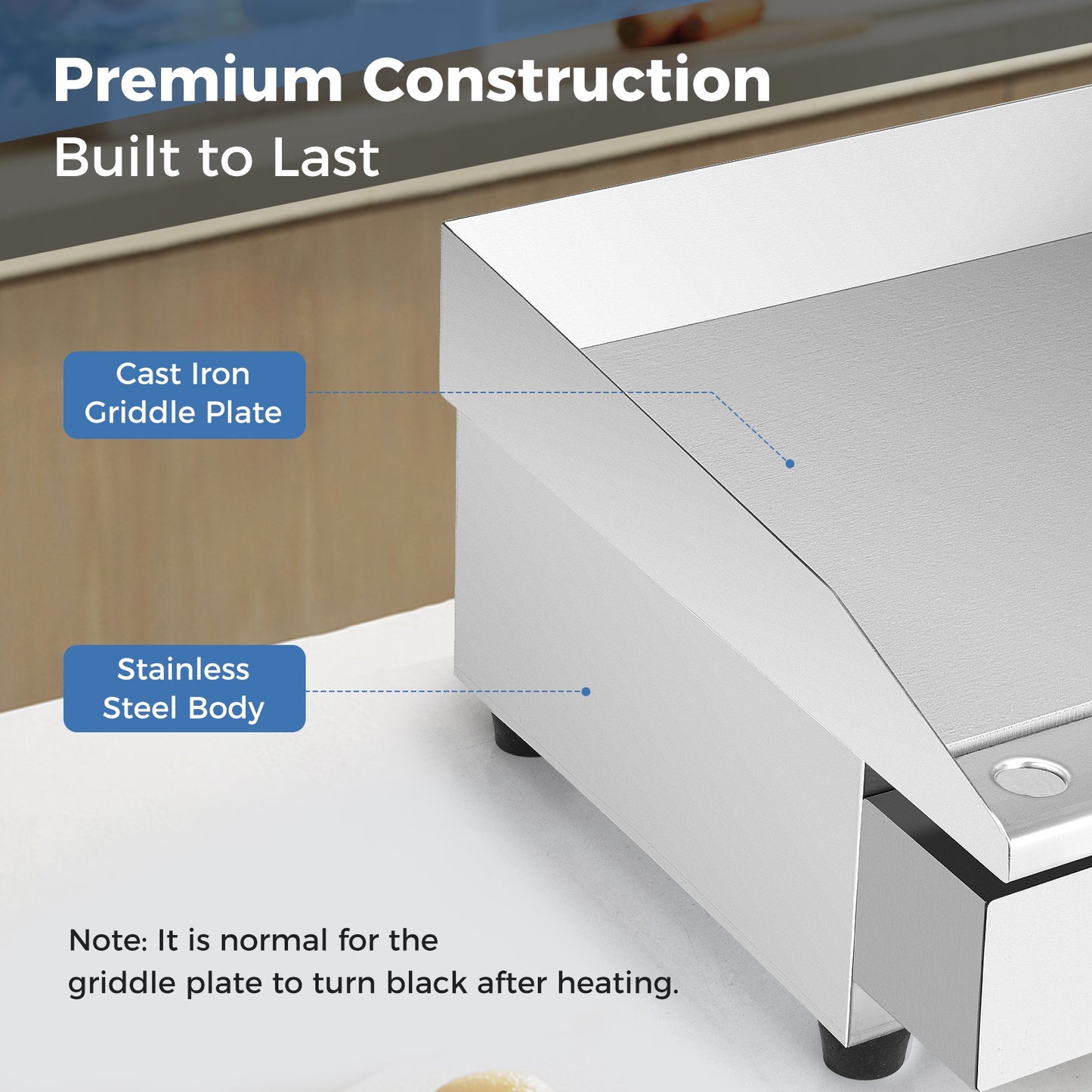 22 Inch Countertop Electric Griddle 2000W 110V Commercial Stainless Steel Grill, Silver Food Warmers & Burners at Gallery Canada