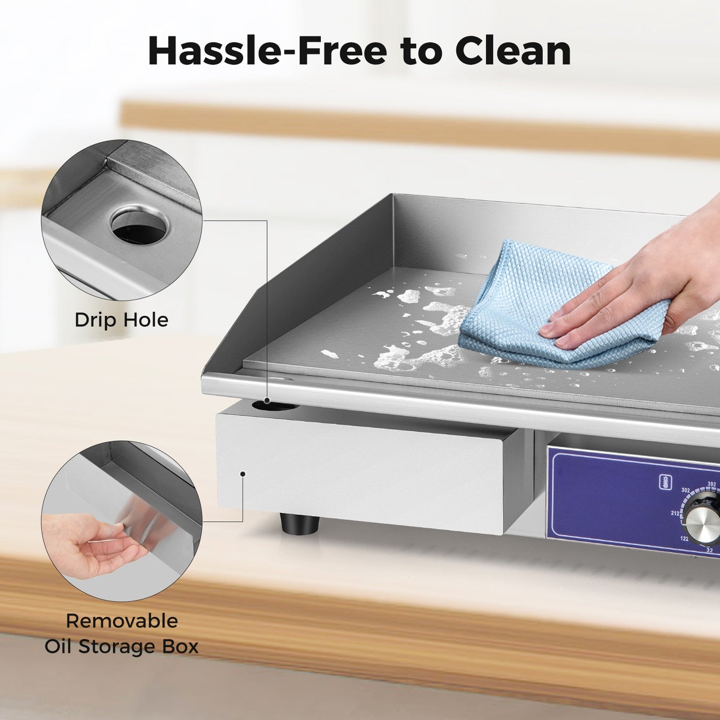 22 Inch Countertop Electric Griddle 2000W 110V Commercial Stainless Steel Grill, Silver Food Warmers & Burners at Gallery Canada