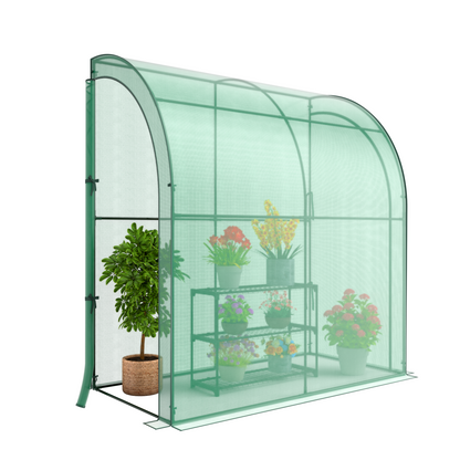 7 x 3.5 x 7 Feet Lean-To Greenhouse With Flower Rack, Green Greenhouses at Gallery Canada
