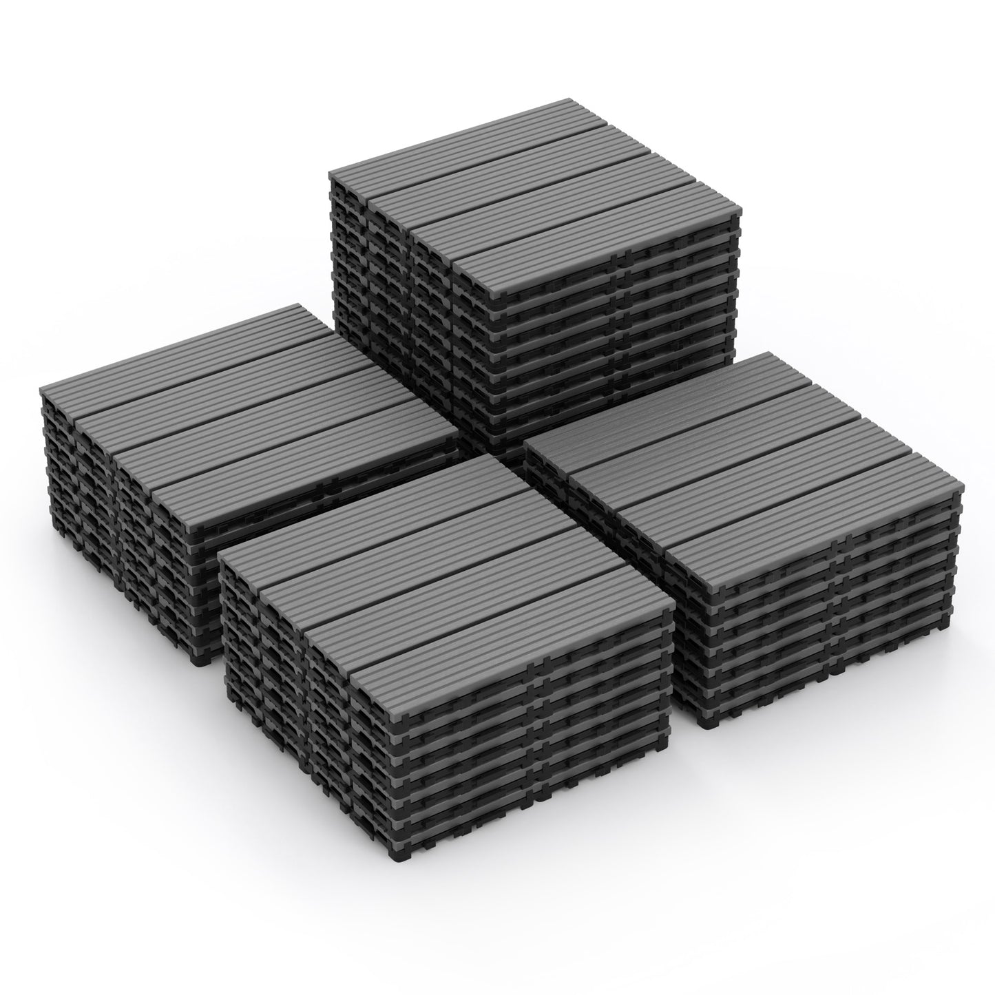 12 x 12 Inch 18 Piece All Weather Interlocking Deck Tiles for Splicing Area, Gray Decorative Fencing & Flooring at Gallery Canada