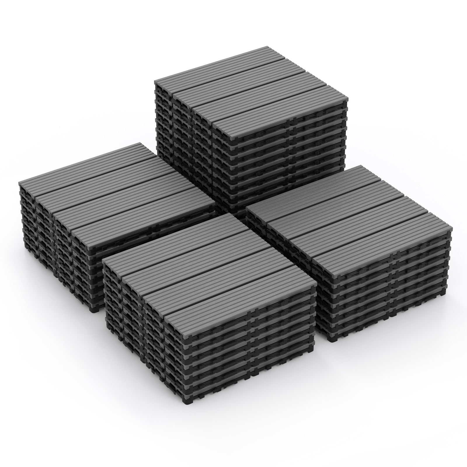 12 x 12 Inch 18 Piece All Weather Interlocking Deck Tiles for Splicing Area, Gray Decorative Fencing & Flooring at Gallery Canada