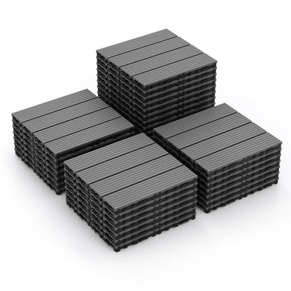 12 x 12 Inch 18 Piece All Weather Interlocking Deck Tiles for Splicing Area, Gray Decorative Fencing & Flooring at Gallery Canada