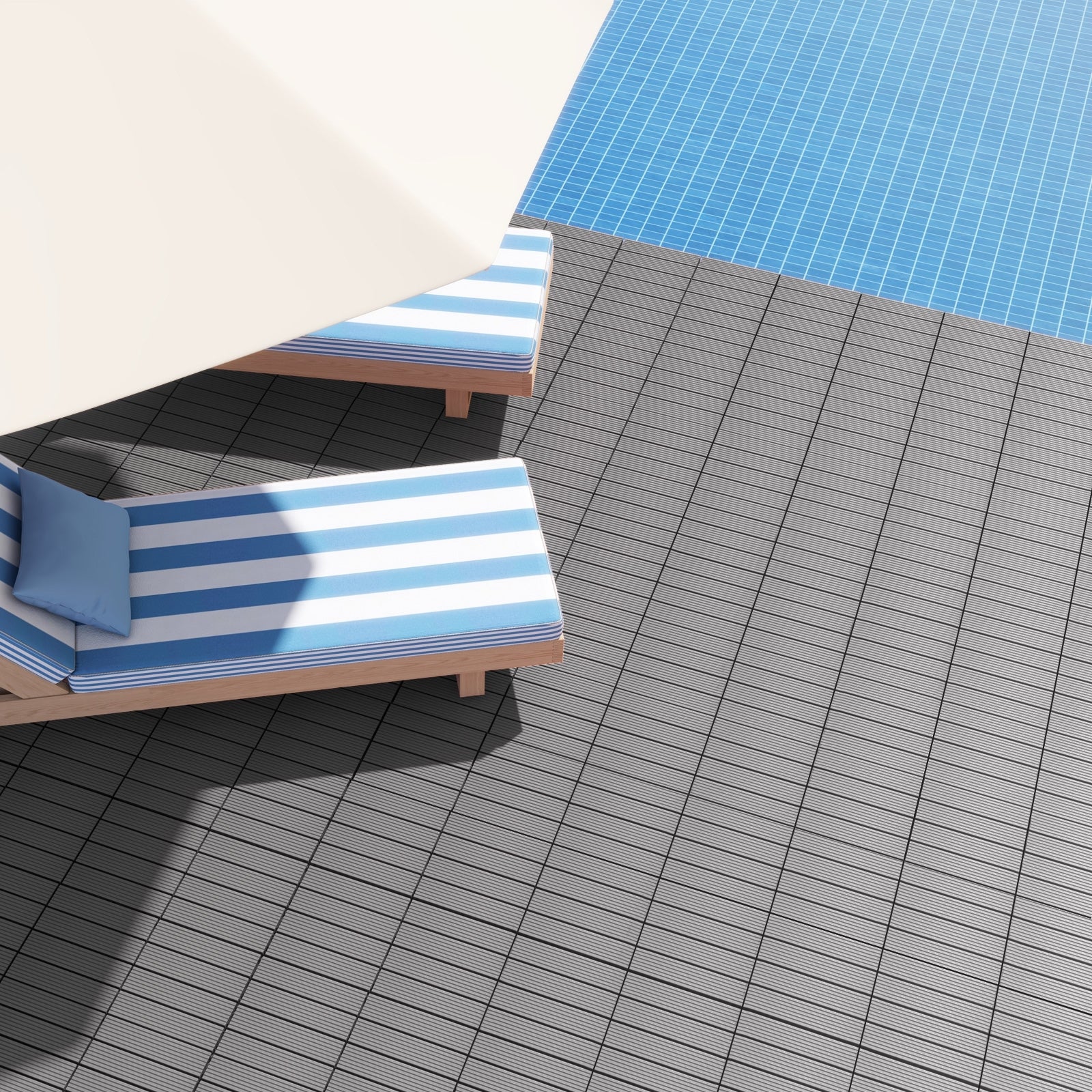 12 x 12 Inch 18 Piece All Weather Interlocking Deck Tiles for Splicing Area, Gray Decorative Fencing & Flooring at Gallery Canada