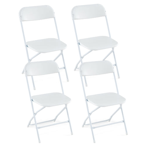 4 Pack Metal Folding Chairs with Plastic Seat and Back, White