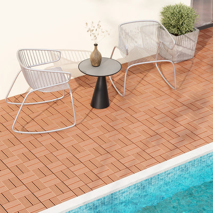 18 Pieces 12 x 12 Inch All Weather Interlocking Deck Tiles, Brown Decorative Fencing & Flooring at Gallery Canada
