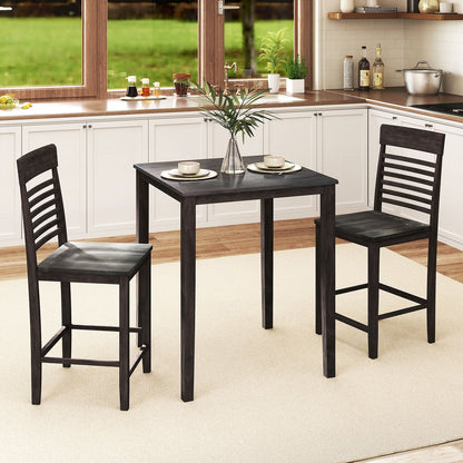 3-Piece Counter-Height Dining Table Set for 2 with Rubber Wood Frame and Footrest, Gray Dining Room Sets at Gallery Canada