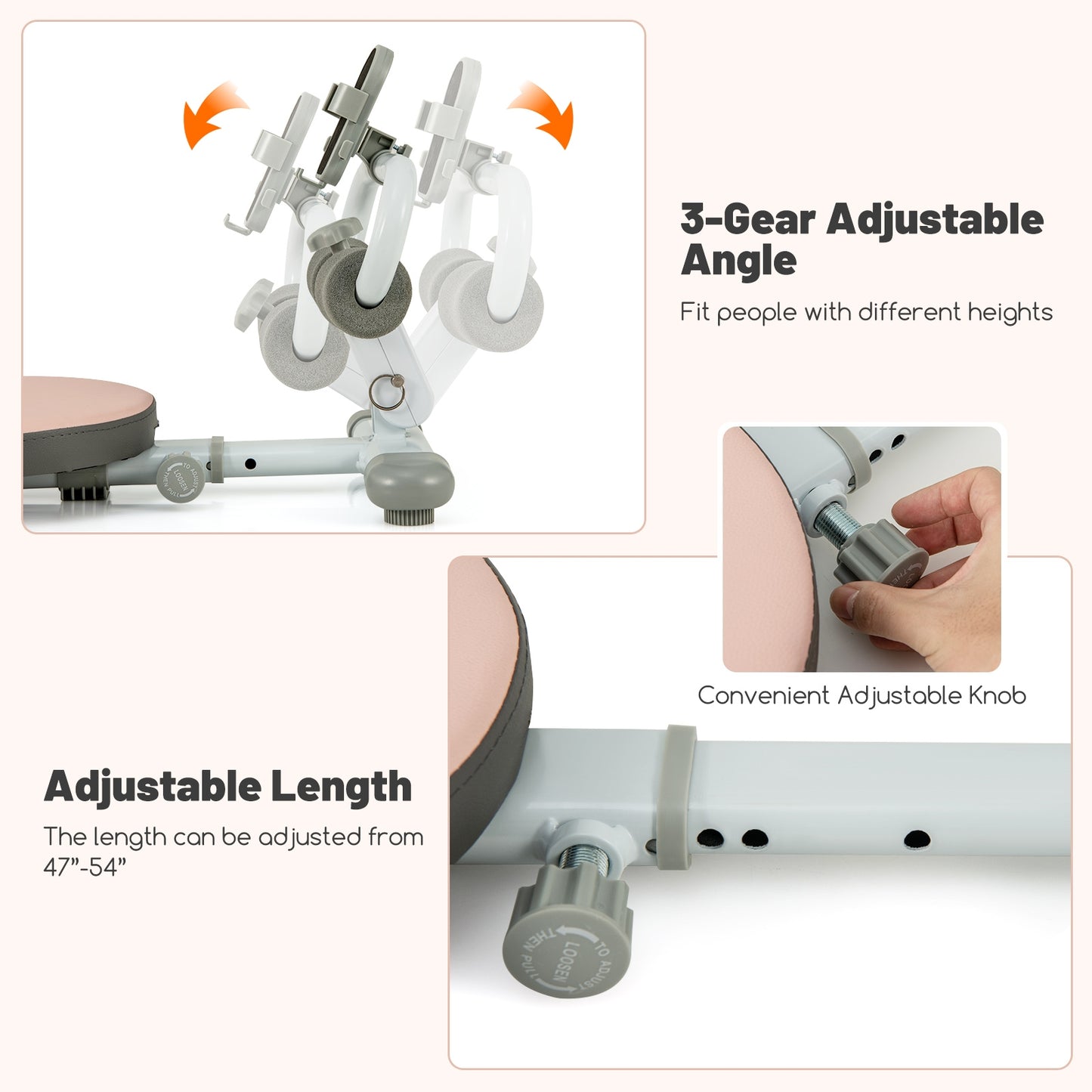 Multifunctional Sit Up Bench Workout Bench with 3 Gear Adjustable Angles and Adjustable Length, Pink Benches Racks & Bars at Gallery Canada