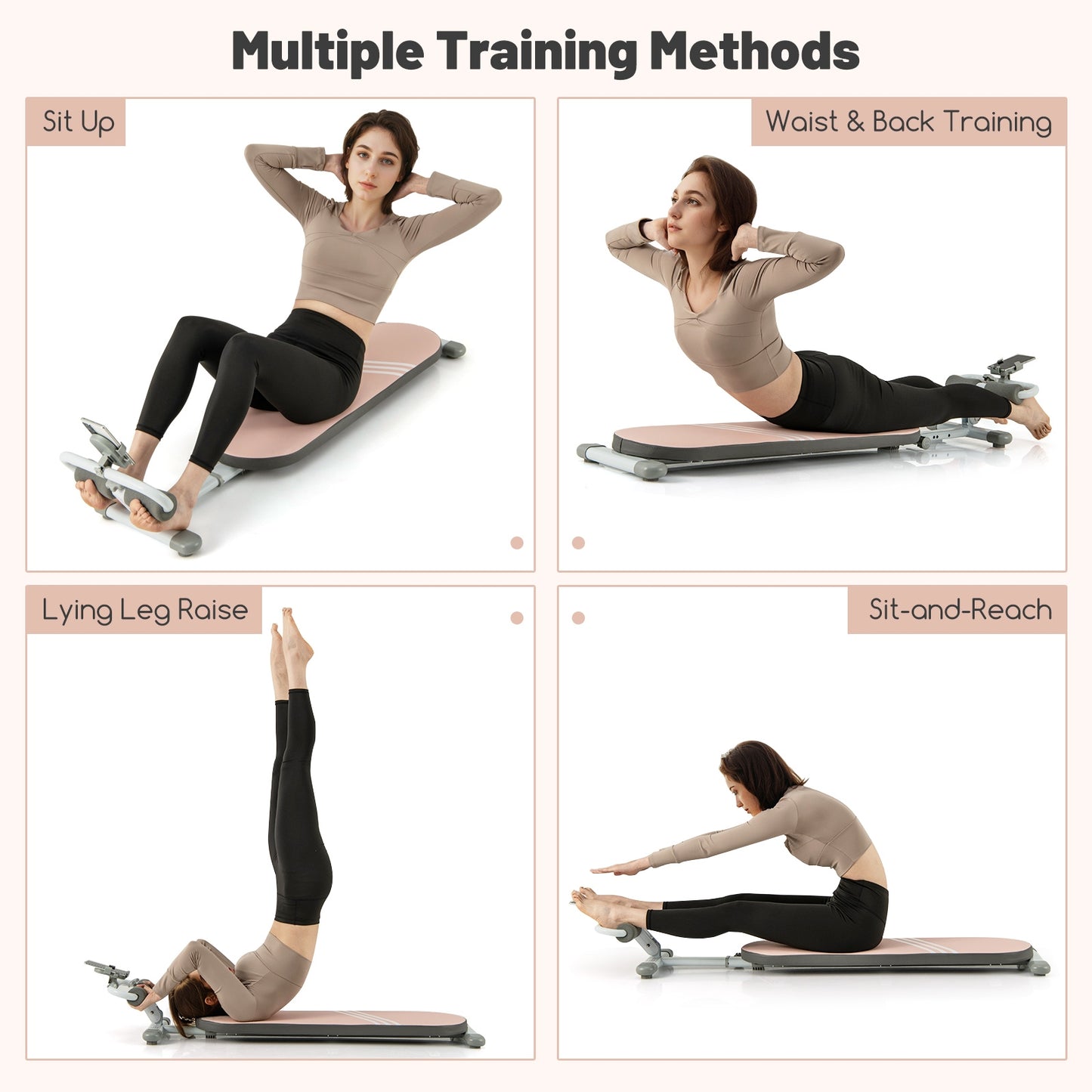 Multifunctional Sit Up Bench Workout Bench with 3 Gear Adjustable Angles and Adjustable Length, Pink Benches Racks & Bars at Gallery Canada