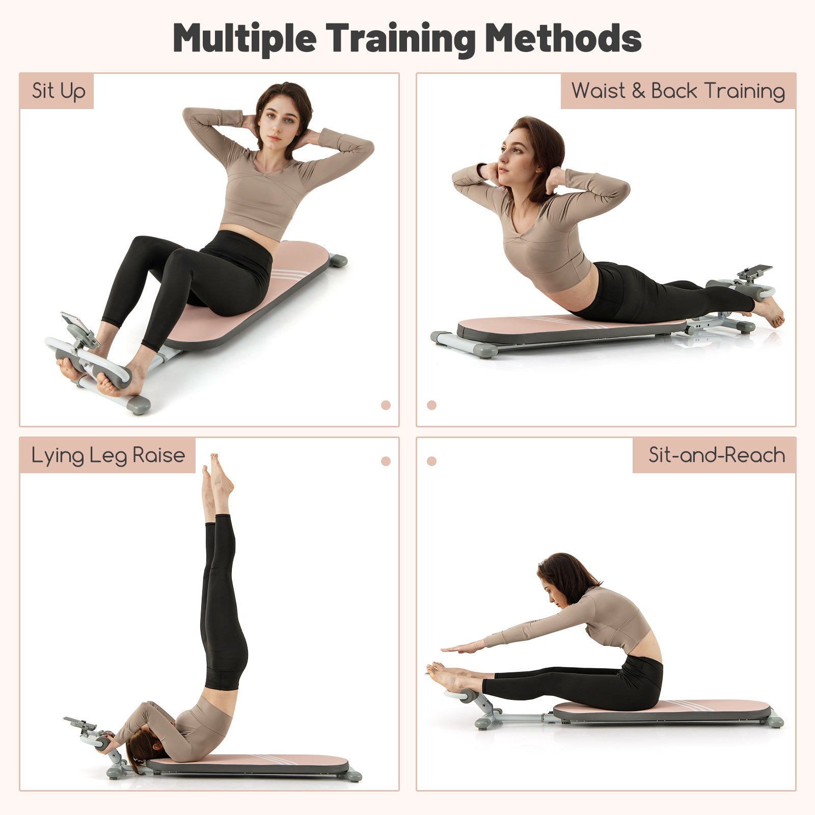 Multifunctional Sit Up Bench Workout Bench with 3 Gear Adjustable Angles and Adjustable Length, Pink Benches Racks & Bars at Gallery Canada