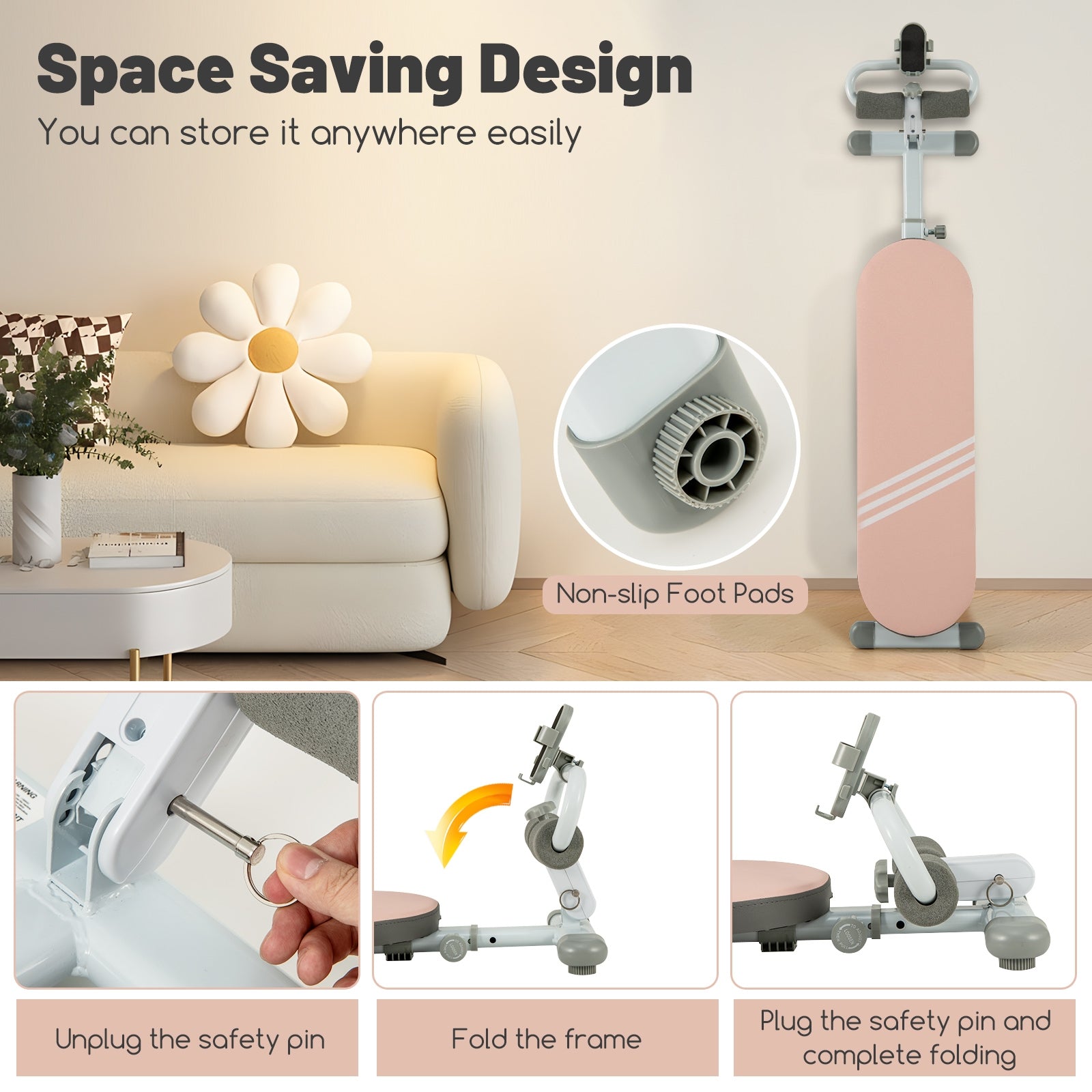 Multifunctional Sit Up Bench Workout Bench with 3 Gear Adjustable Angles and Adjustable Length, Pink Benches Racks & Bars at Gallery Canada