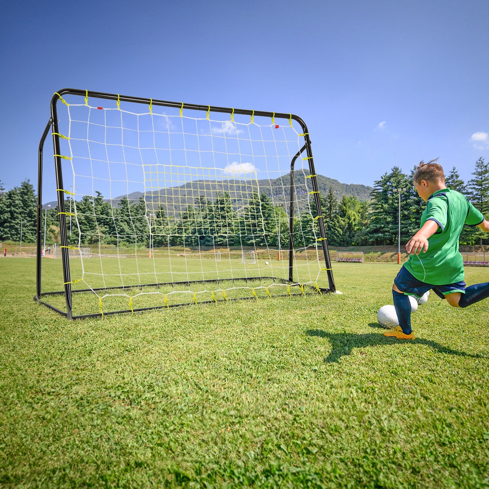 2-in-1 Kids Soccer Rebounder and Soccer Goal with Adjustable Height, Black Sport Equipments at Gallery Canada