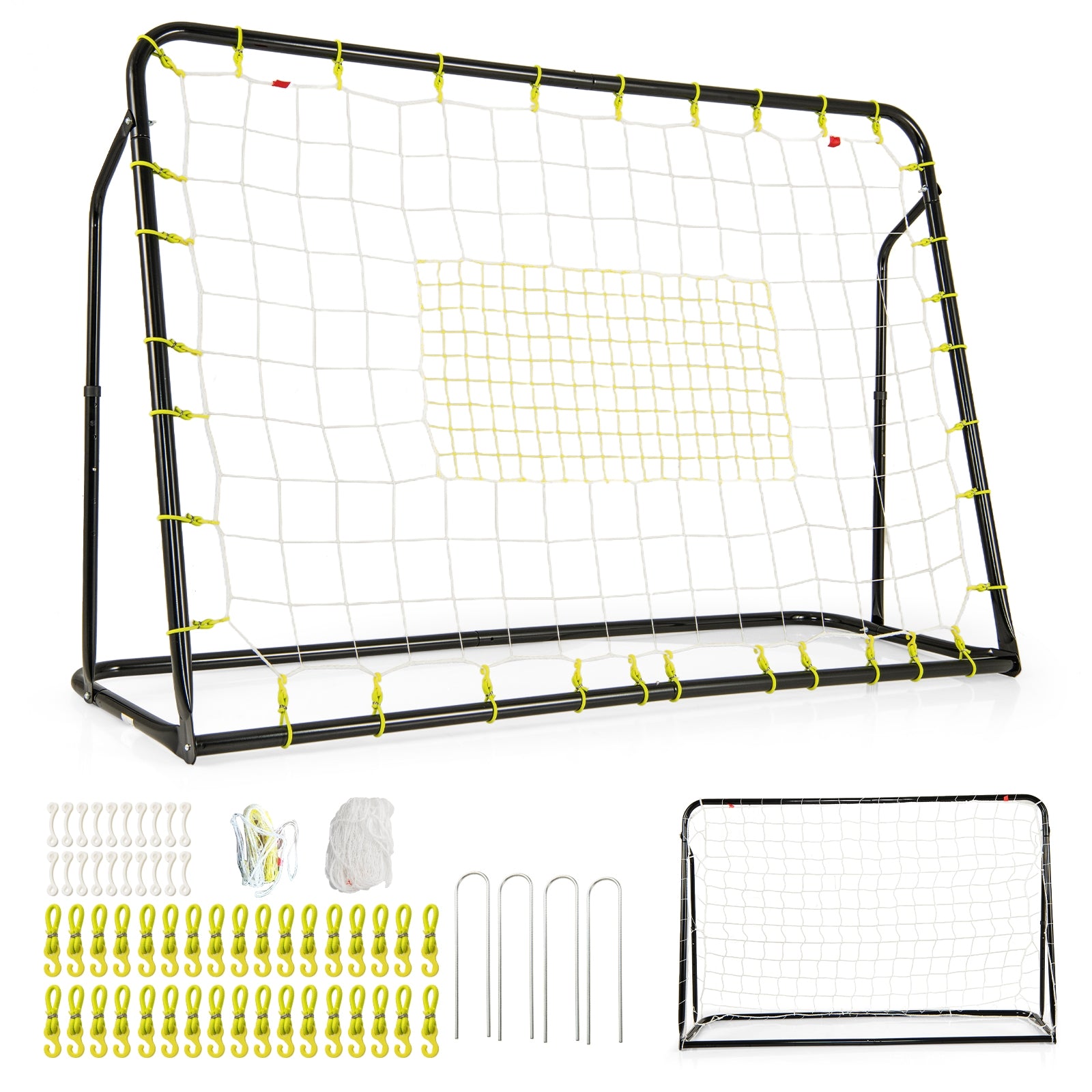 2-in-1 Kids Soccer Rebounder and Soccer Goal with Adjustable Height, Black Sport Equipments at Gallery Canada