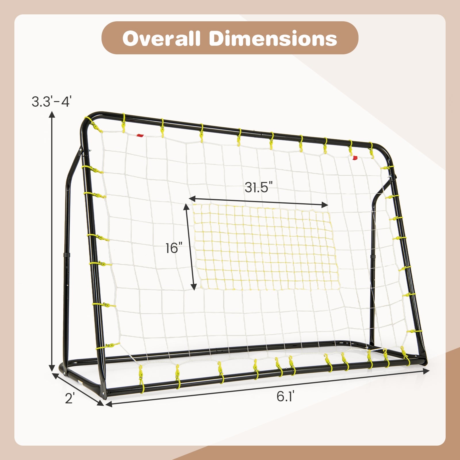 2-in-1 Kids Soccer Rebounder and Soccer Goal with Adjustable Height, Black Sport Equipments at Gallery Canada