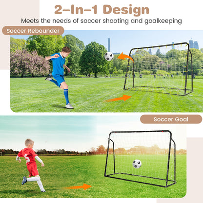 2-in-1 Kids Soccer Rebounder and Soccer Goal with Adjustable Height, Black Sport Equipments at Gallery Canada